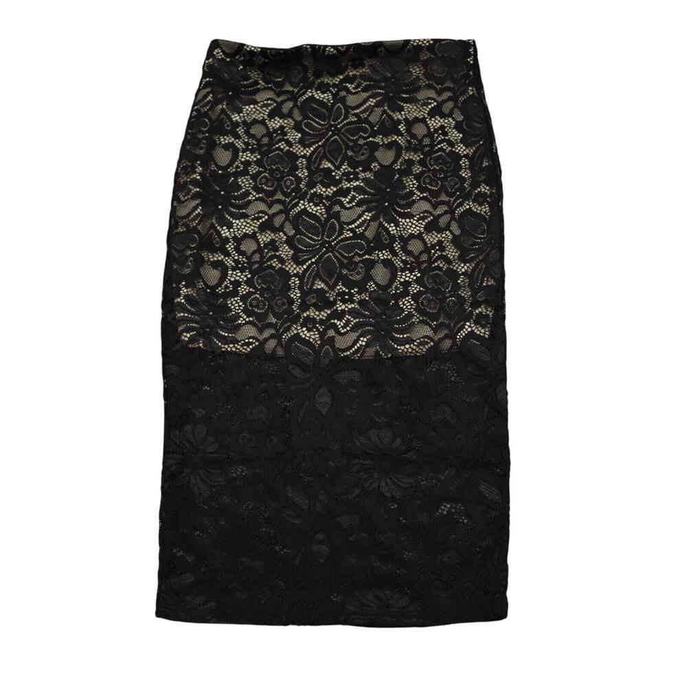 Coco Avante Skirts Womens S Black See Through Lace Bodycon Pencil Mini Skirt